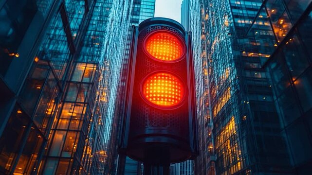Urban traffic light red signal