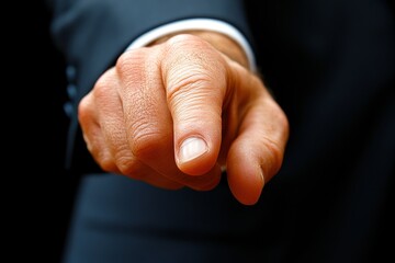 Fototapeta premium Close-Up of a Human Hand Pointing, Gesture of Authority and Communication, Capturing Emotion and Expression in a Professional Context
