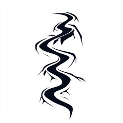 Obraz premium Winding river path through mountains; nature background; design element