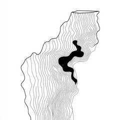 Topographic map detail, mountain lake, elevation lines, nature background, geographical illustration