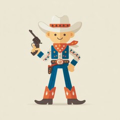 A classic illustration of a Wild West cowboy with a gunslinger character