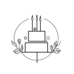 Two-tiered cake, candles, leaves, celebration, minimalist design, baking