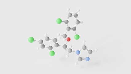 isoconazole molecule 3d, molecular structure, ball and stick model, structural chemical formula antifungal agent