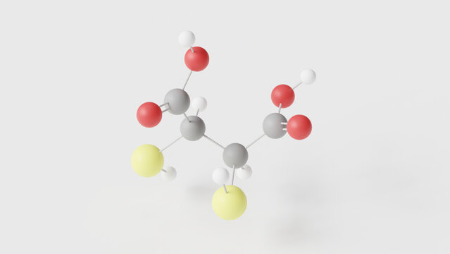 succimer molecule 3d, molecular structure, ball and stick model, structural chemical formula antidote agent
