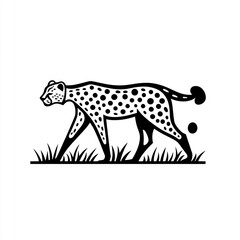 Fototapeta premium Cheetah walking in African savanna; wildlife illustration