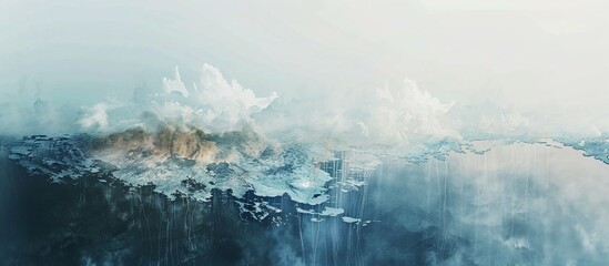 Fototapeta premium Misty mountain range shrouded in clouds