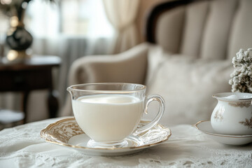 Fototapeta premium Cup and saucer on table.