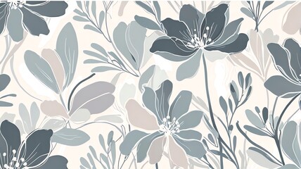 Elegant Blue and Beige Floral Pattern