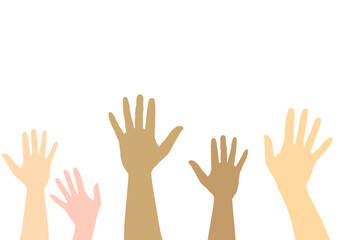 a group of human hands without background