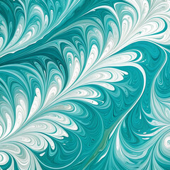 Abstract swirl of teal and white paint creating a fluid pattern