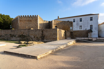Castle of Lagos in the Algarve region of Portugal at sunset.