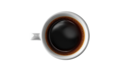 Aromatic Black Coffee: A close-up, bird's-eye view of a steaming cup of rich, dark coffee, showcasing the inviting aroma and inviting warmth.
