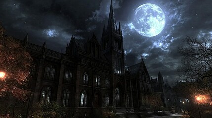 Obraz premium Gothic Architecture Under a Night Sky