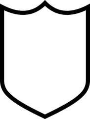 Shield silhouette outline icon. Protect shield security icon sign. Shield badge quality symbol isolated on transparent background. Design element for safety and protection. Vector illustration.