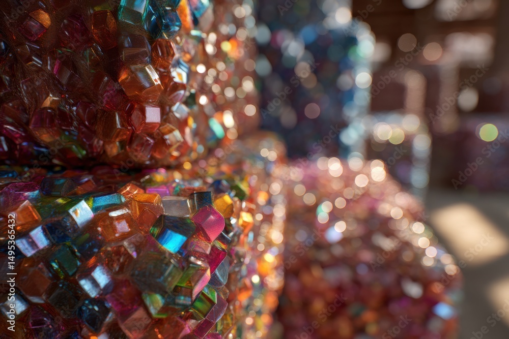 Aufkleber Abstract Cluster of Colorful Cubes, Reflecting Innovation and Creative Solutions in a Complex System, Ideal for Technology and Business Concepts : Generative AI