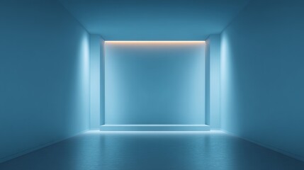 Blue studio room. Limbo light background. Abstract 3d backdrop for product presentation. Minimal wall scene. Showcase, promotion display modern