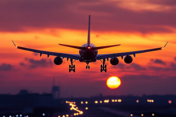 A plane soaring through the sky.
