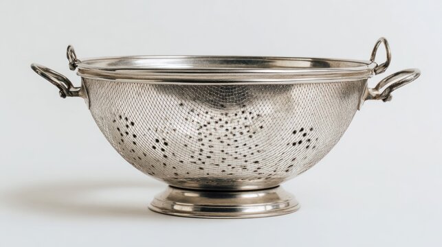 Metal colander isolated on white background