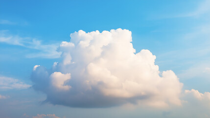 Fluffy white cloud in summer sky, peaceful and serene