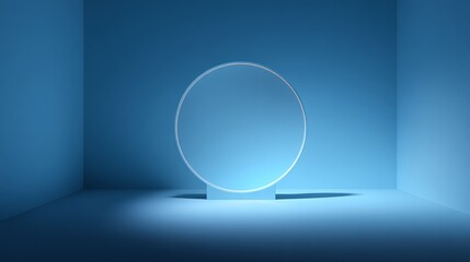 Blue studio room. Limbo light background. Abstract 3d backdrop for product presentation. Minimal wall scene. Showcase, promotion display modern