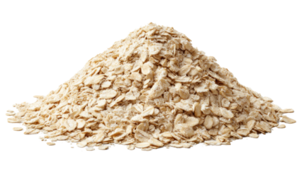 Oatmeal Pile: A detailed capture showcases a wholesome pile of raw, uncooked oatmeal flakes, perfectly portraying the essence of healthy and nutritious food options.
