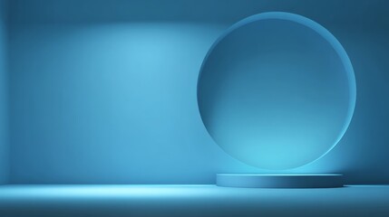 Blue studio room. Limbo light background. Abstract 3d backdrop for product presentation. Minimal wall scene. Showcase, promotion display modern