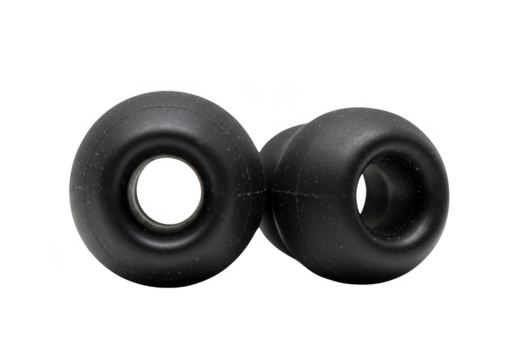 Black earphone silicone tips isolated on transparent background
