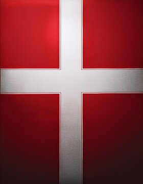 D&auml;nische Flagge mit wei&szlig;em skandinavischem Kreuz auf rotem Hintergrund