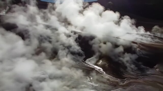 El tatio geysers chile aerial steam clouds