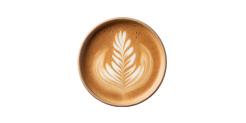 Latte Art Leaf: A perfectly crafted latte art design featuring a delicate leaf, showcasing the barista's skill and artistry in creating visually appealing coffee beverages.