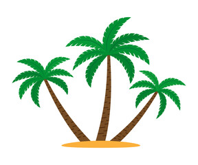Palm trees cartoon. Color vector illustration in cartoon flat style. Isolated on white background.	