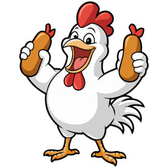 cartoon chicken with a logotype sign