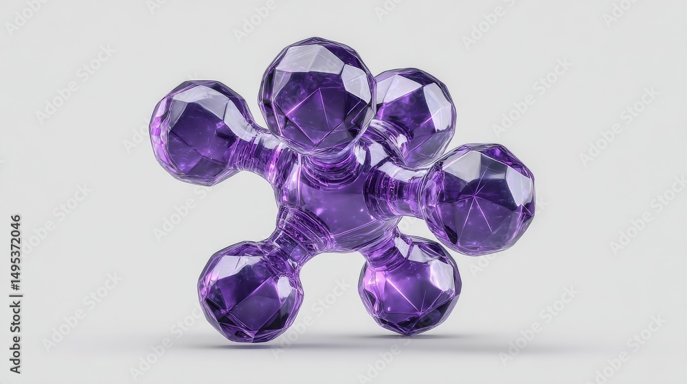 Poster d render icon of a purple molecule structure isolated on a transparent background as a cutout