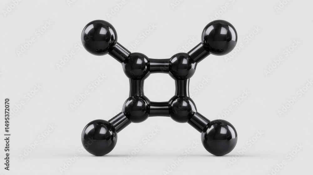 Aufkleber d render of a black molecule structure icon isolated on a transparent background as a cutout
