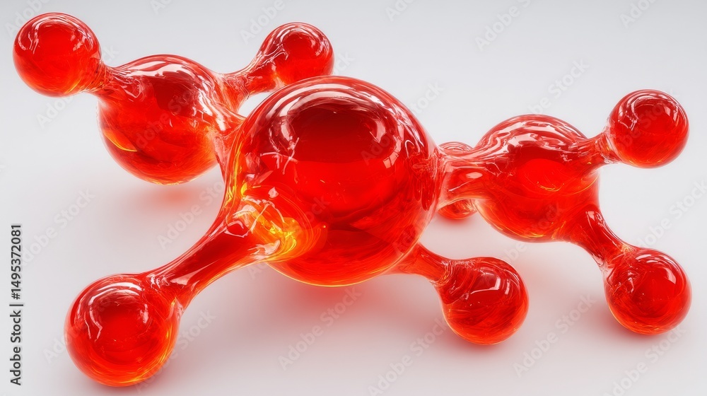 Aufkleber a cutout of a red molecule structure is depicted as a 3d render icon isolated on a transparent backg