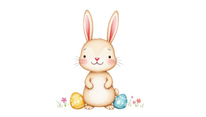 Obraz premium Cute bunny and easter egg, a celebration of spring traditions adorable