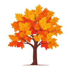 My Simple flat 2D illustration of maple tree isolated on a transparent background, vector, flat design, animation design, simple flat 2D icon, clipart