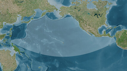 North Pacific Ocean, excluding sub-basins highlighted. Satellite map