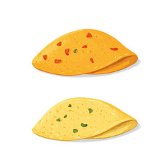 My Simple flat 2D illustration of omelettes set isolated on a transparent background, vector, flat design, animation design, simple flat 2D icon, clipart