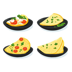 My Simple flat 2D illustration of omelettes set isolated on a transparent background, vector, flat design, animation design, simple flat 2D icon, clipart