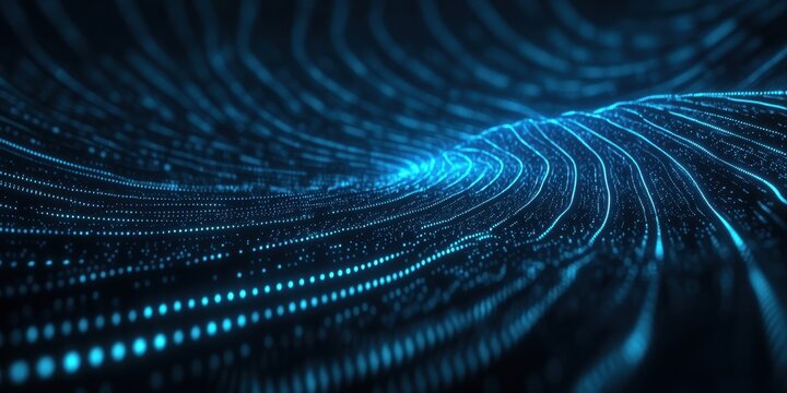 Dot Screen. Glowing Blue Polygonal Globe Hologram on Dark Backdrop