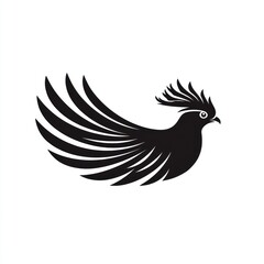 Obraz premium Majestic bird silhouette, wings spread, flight, white background, logo design