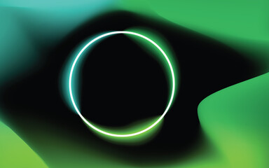 Abstract glowing ring on a dark gradient mesh background. Futuristic vector illustration with a neon-style circular shape
