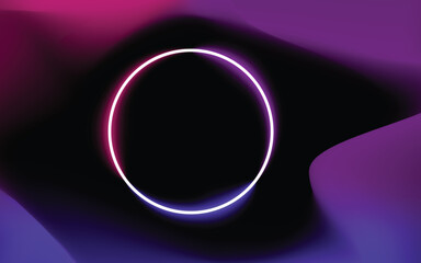 Obraz premium Abstract glowing ring on a dark gradient mesh background. Futuristic vector illustration with a neon-style circular shape