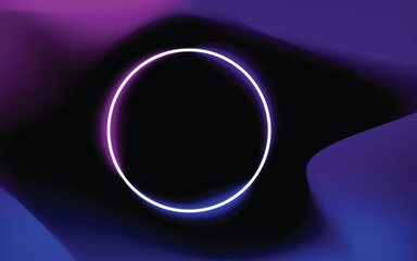 Abstract glowing ring on a dark gradient mesh background. Futuristic vector illustration with a neon-style circular shape