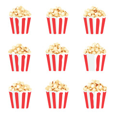 My Simple flat 2D icon, popcorn boxes set isolated on a white background, vector, vector, flat design, animation design, simple flat 2D icon, minimalist design, vector design