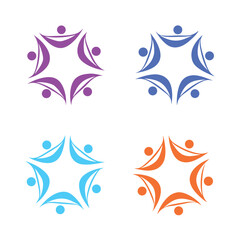 Unity People Icon Set Abstract Human Circle Vector.