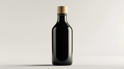 bottle mockup, white background, modern style with black and silver colors.
