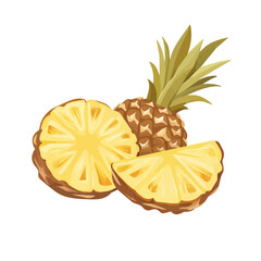 My Simple flat 2D icon, sliced pineapple isolated on a white background, vector, flat design, animation design, simple flat 2D icon, minimalist design, vector design, eps