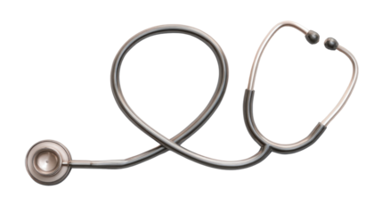 Stethoscope in focus: A modern stethoscope, the symbol of medical care, is presented with perfect clarity and a clean visual feel, representing health and well-being.